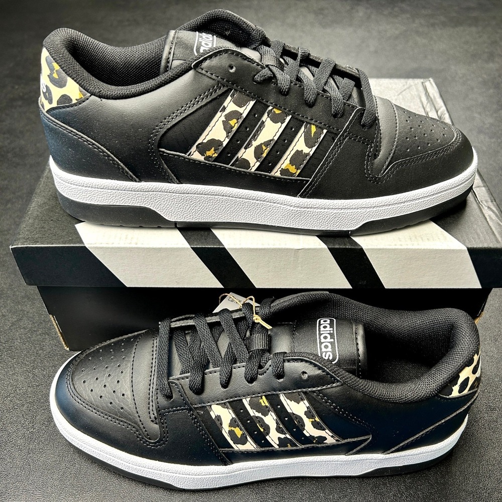 adidas Black with Leopard Accent Women's Athletic Shoes